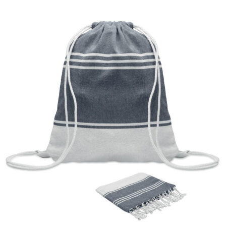 Coffret fouta + sac assorti en coton recyclé 160cm