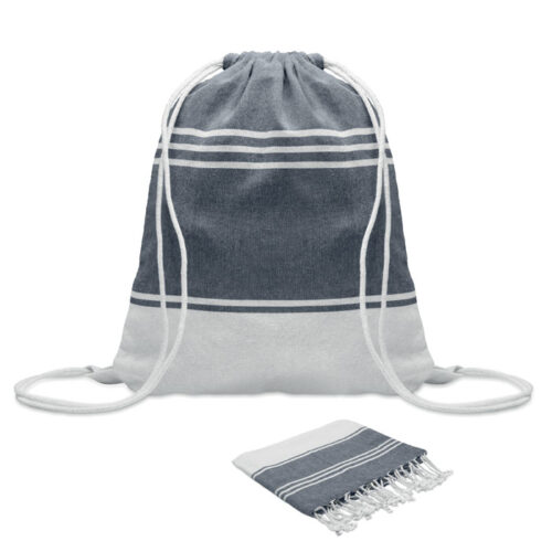 Coffret fouta + sac assorti en coton recyclé 160cm