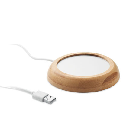 Chauffe-tasse de bureau en bambou naturel