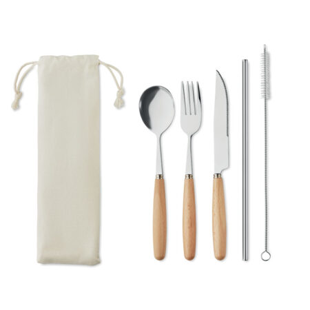 Couverts nomades en inox et bois personnalisables