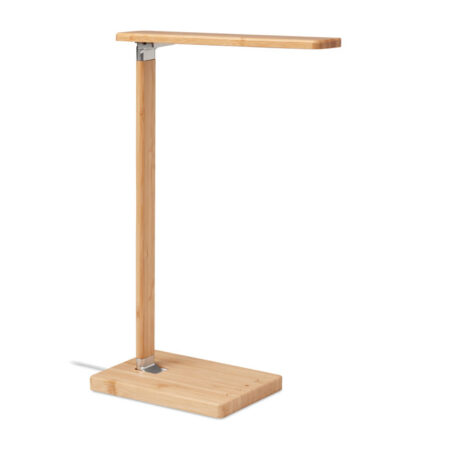 Lampe de bureau LED avec chargeur sans fil bambou