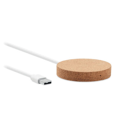 Chargeur sans fil rond 10W surface liège 7,5cm