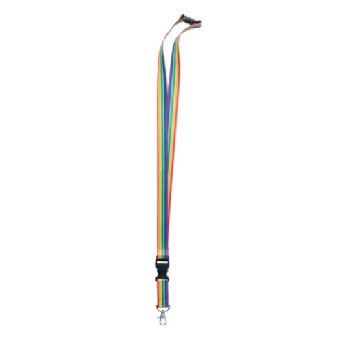 Lanyard RPET recyclé multicolore arc-en-ciel 56cm