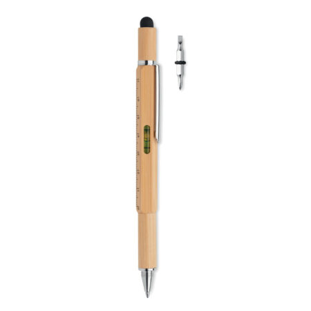 Stylo niveau à bulle en bambou naturel