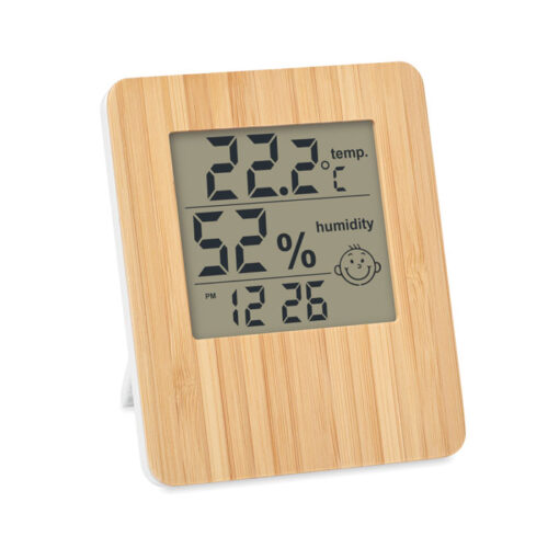 Station météo compacte façade bambou 12cm