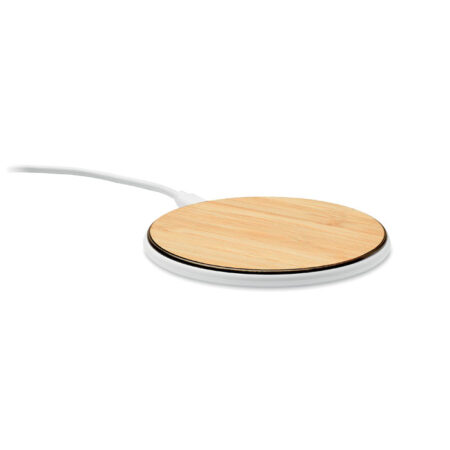 Chargeur sans fil 15W plateau bambou slim