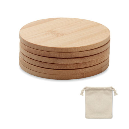 Set 6 sous-verres ronds en bambou naturel