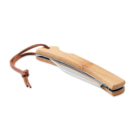 Couteau pliable compact manche bambou lame inox