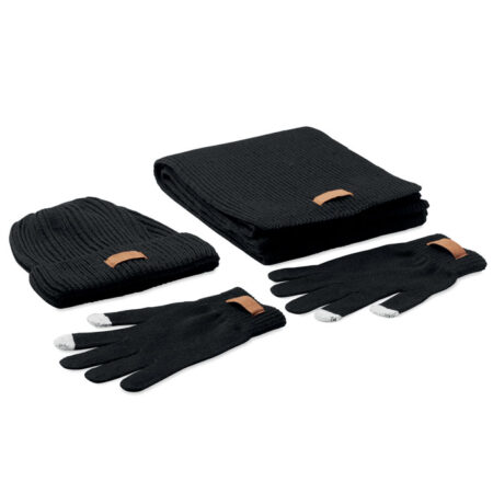 Set hiver 3 pièces bonnet écharpe gants RPET