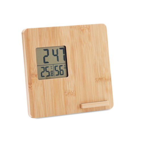 Station météo grand format en bambou massif 17cm