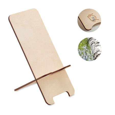 Support téléphone plat en bouleau gravable