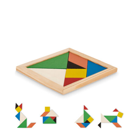 Puzzle Tangram en bois naturel 7 pièces