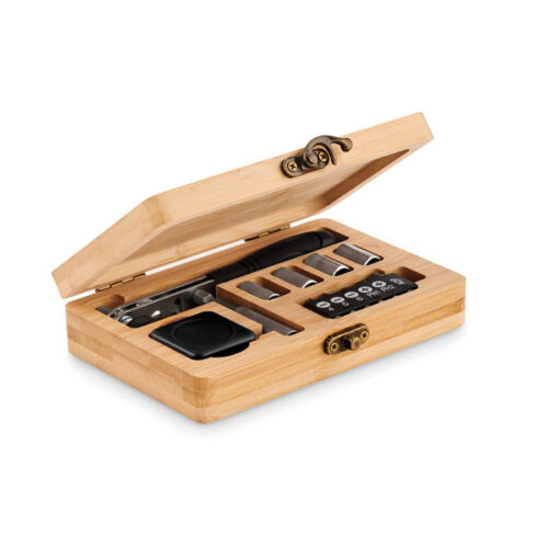 Set d'outils compact 13 pièces bambou