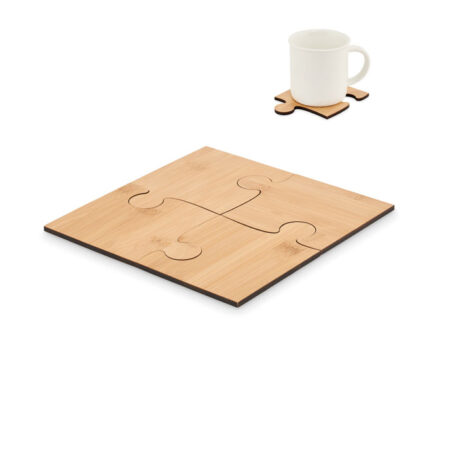 Lot 4 sous-verres puzzle bambou