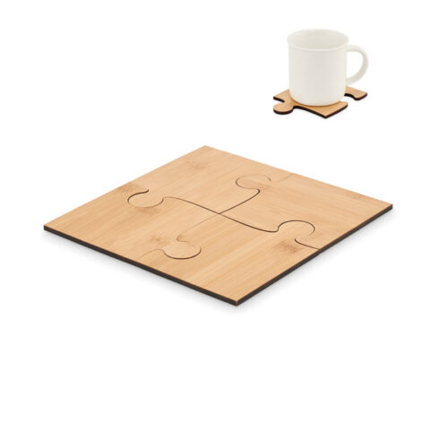 Lot 4 sous-verres puzzle bambou
