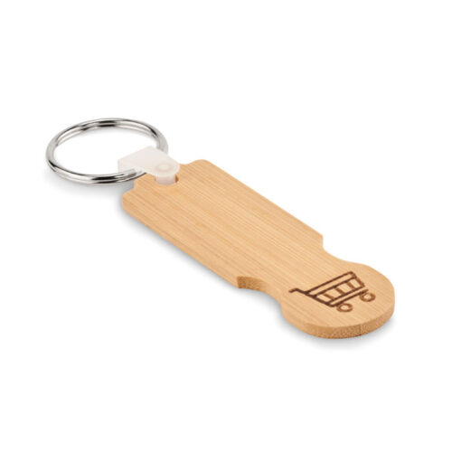 Porte-clés jeton de caddie en bambou