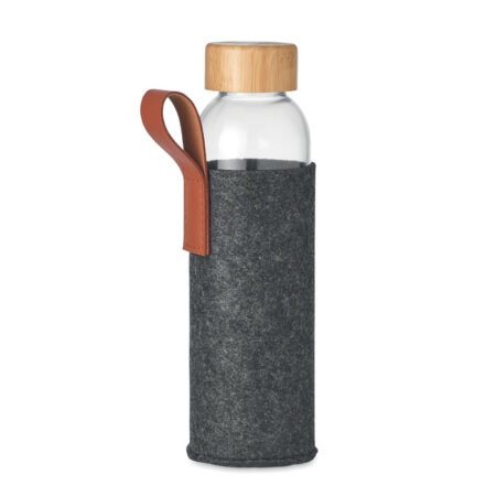 Bouteille verre 500ml bouchon bambou pochette RPET