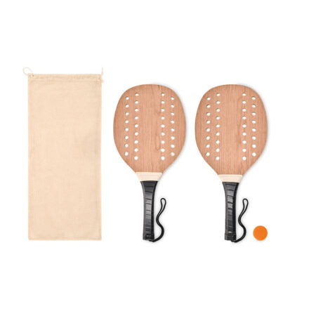 Set beach tennis 2 raquettes bois de rose