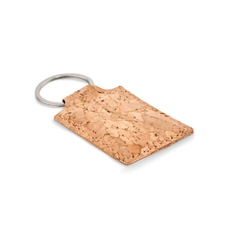 Porte-clés carré liège naturel 6x6cm