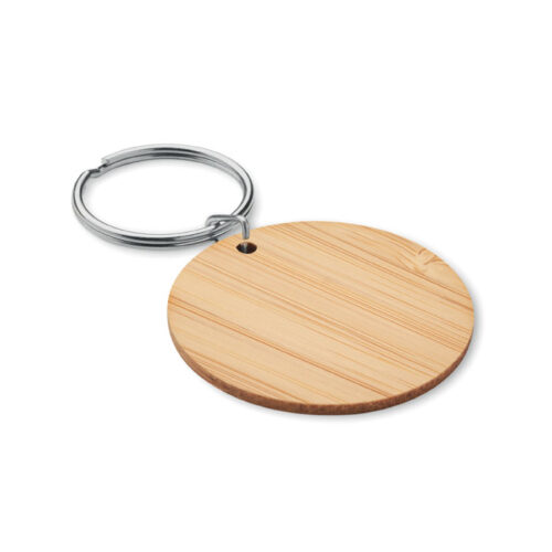 Porte-clés rond en bambou naturel