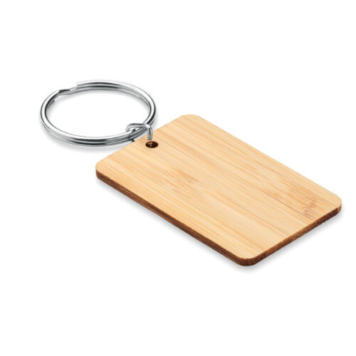 Porte-clés rectangulaire en bambou naturel
