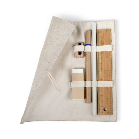 Set d'écriture stylos et étui jute et coton