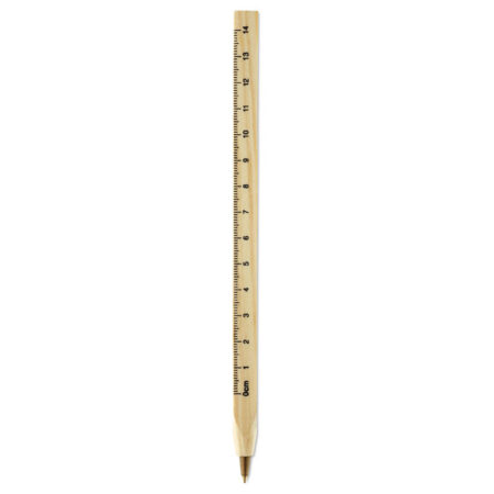 Stylo bille règle intégrée en bois