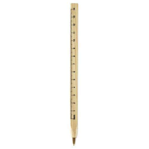 Stylo bille règle intégrée en bois