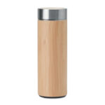 Gourde isotherme inox avec infuseur et couvercle bambou