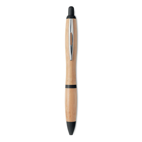 Stylo bille ABS avec clip et embout bambou