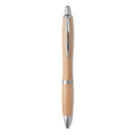 Stylo bille ABS avec clip et embout bambou – vue 2