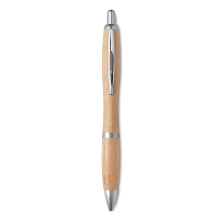 Stylo bille ABS avec clip et embout bambou – vue 2