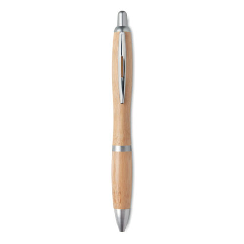 Stylo bille ABS avec clip et embout bambou – vue 2
