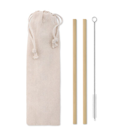 Set 2 pailles bambou réutilisables 19cm