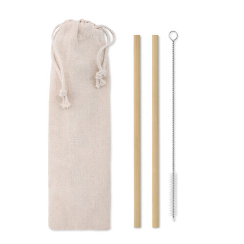 Set 2 pailles bambou réutilisables 19cm