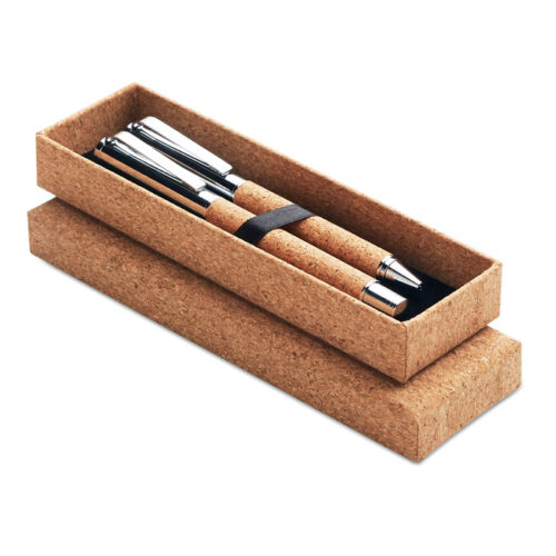 Stylo bille métal coffret liège naturel
