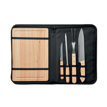 Set 4 ustensiles barbecue en bois naturel