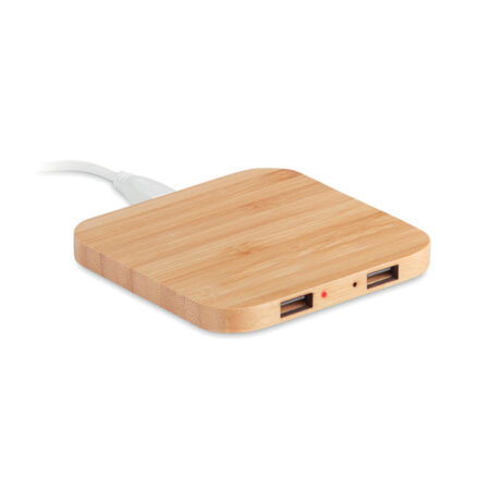 Chargeur sans fil Qi bambou format rond 9cm