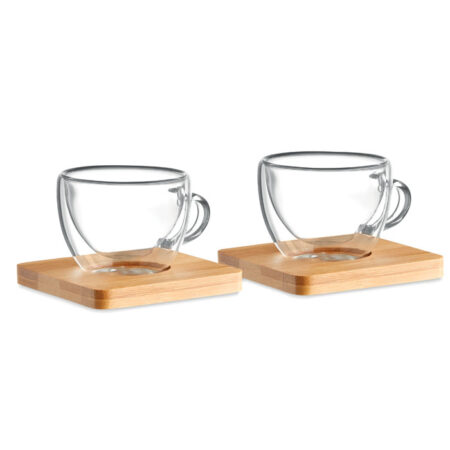 Coffret 2 verres expresso double paroi bambou
