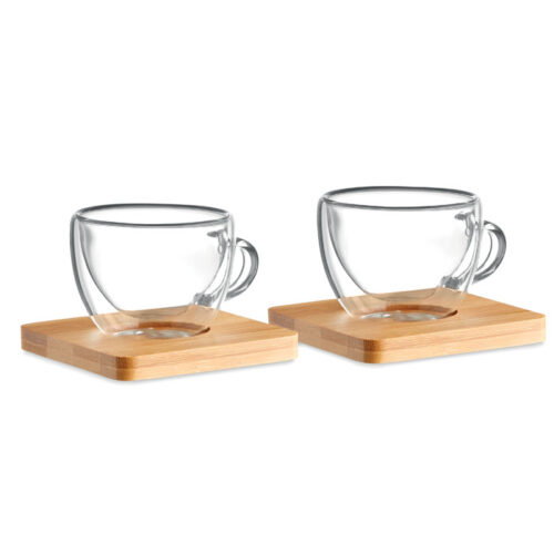 Coffret 2 verres expresso double paroi bambou