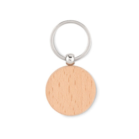 Porte-clés rond en bois naturel