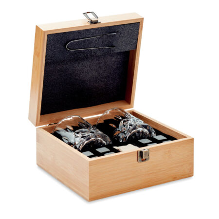 Coffret whisky verres et boîte bambou