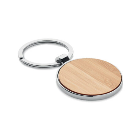 Porte-clés rond métal et bambou