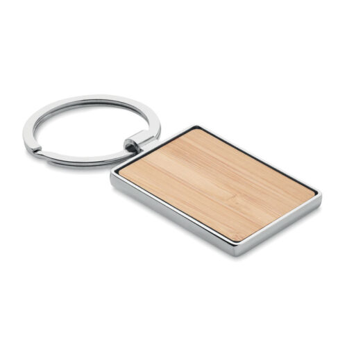 Porte-clés rectangle métal et bambou