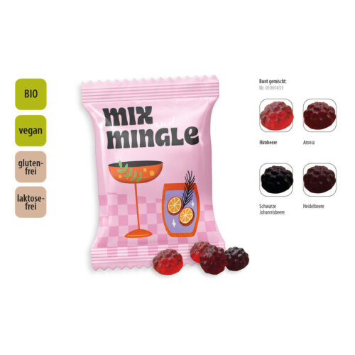 Bonbons bio fruits rouges personnalisés en sachet 10 g