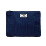 Pochette plate avec fermeture éclair en velours côtelé biologique