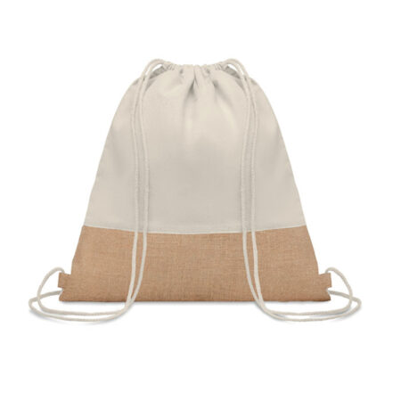 Sac à cordon coton avec empiècement jute