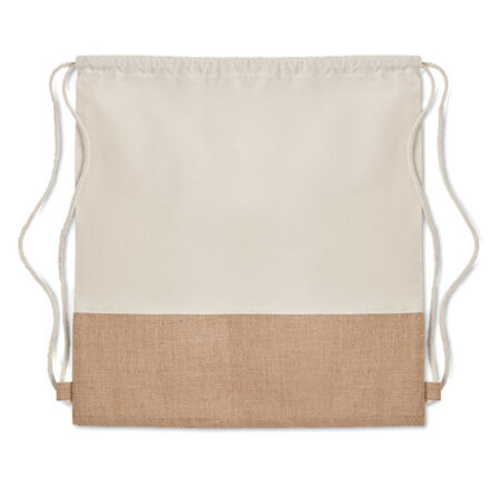 Sac à cordon coton avec empiècement jute – vue 2