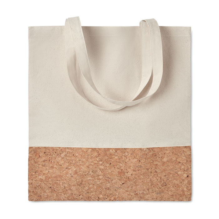 GK22516 - Tote bag à provisions en coton avec détail liège Tote bag à provisions en coton avec détail liège