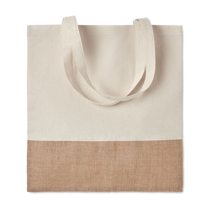 GK22517 - Sac shopping coton naturel avec anses jute (1) Sac shopping coton naturel avec anses jute – Image 1